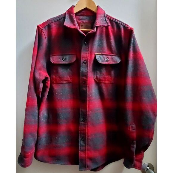 ORVIS Shacket Men's MED Plaid Red/ Grey Flannel  Shirt Side/Front Pockets - Picture 2 of 14
